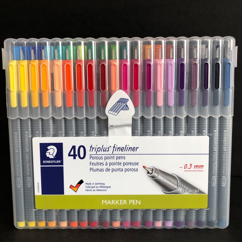 40ct Assorted Porous Point Pens Triplus Fineliner 0.3mm Marker Pen - Staedtler.